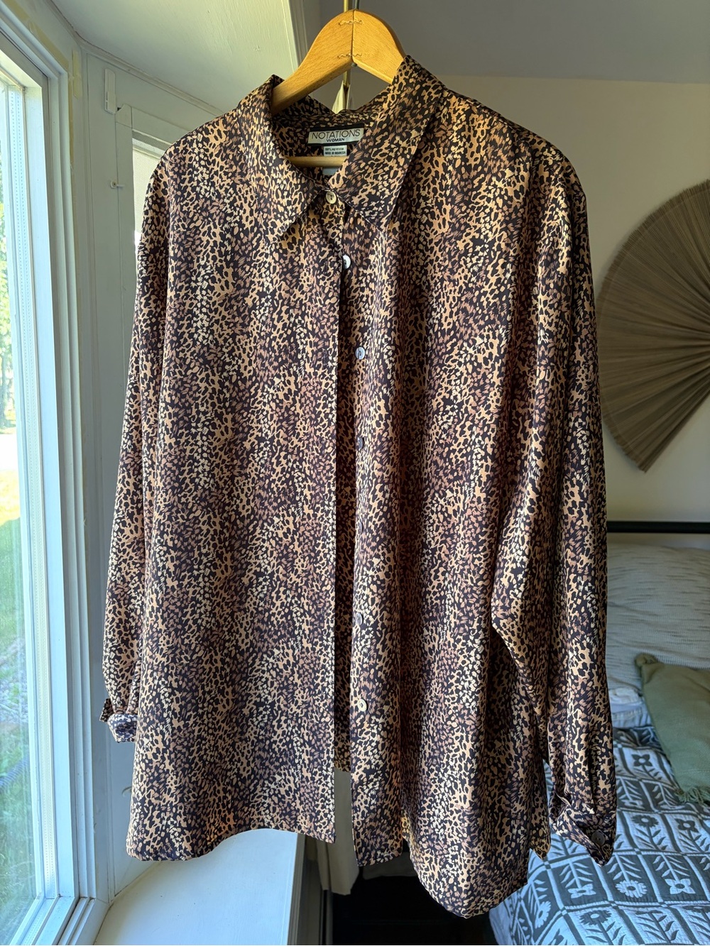 Notations Leopard Print Button-Up Shirt in Brown and Tan